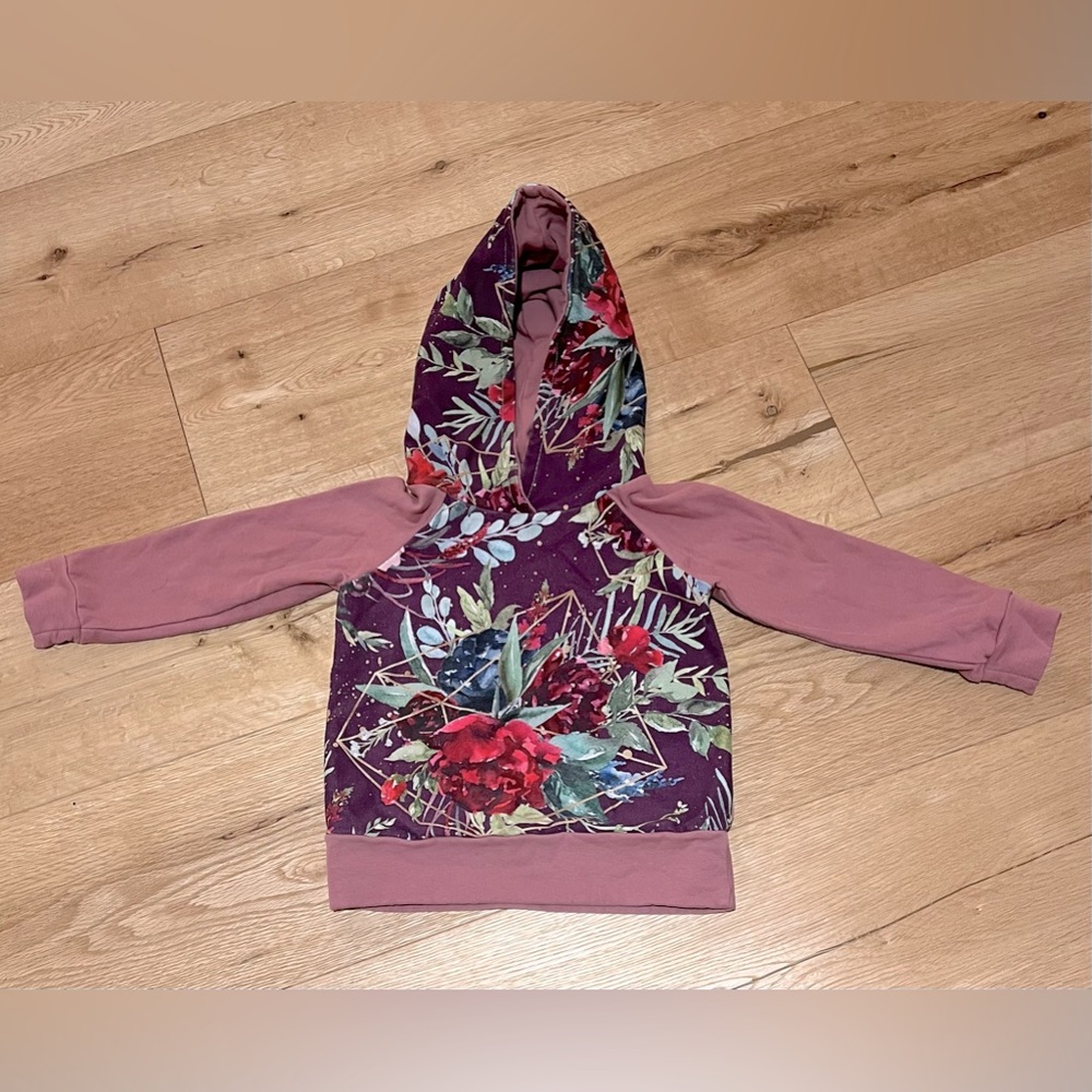 Sparkle & Pout floral French terry hoodie 18-24 months